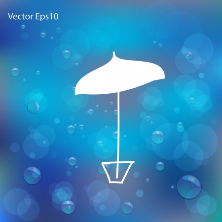 Umbrella drawn Christmas card drawn on water bubbles and bokeh blue backgroundのイラスト素材