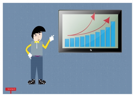 Business man show a chart on tablet computerのイラスト素材