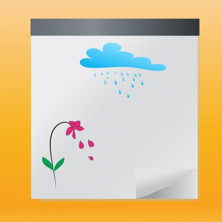 Hand drawn flowers cloud and sun in summer,vector のイラスト素材