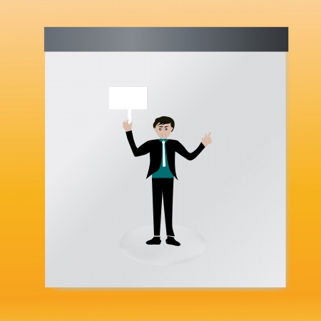 Young businessman holding white sign,Vector Eps10 のイラスト素材