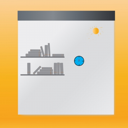 Bookshelf  and clock  Vector illustration  Eps10のイラスト素材