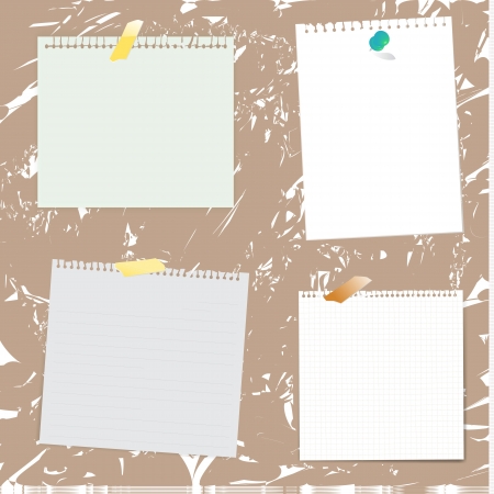 Set of paper designs and notepad on grunge background.のイラスト素材
