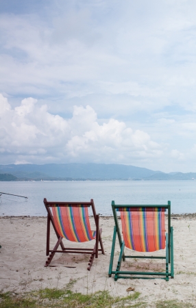 Beach chair on Samui island,thailandの写真素材
