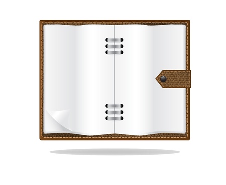 Memo paper, with brown leather notebookのイラスト素材