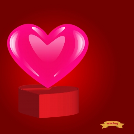 Pink shiny and red heart box vector illustration ,love collectionのイラスト素材