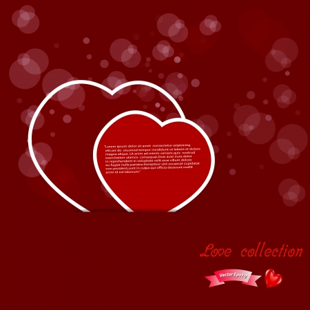Red paper hearts Valentines day card on blurred bokeh  backgroundのイラスト素材