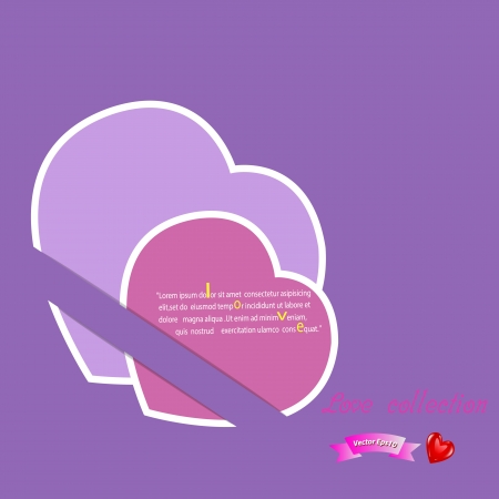 Red paper hearts Valentines day card on violet  background,Vector eps10 Love collection のイラスト素材