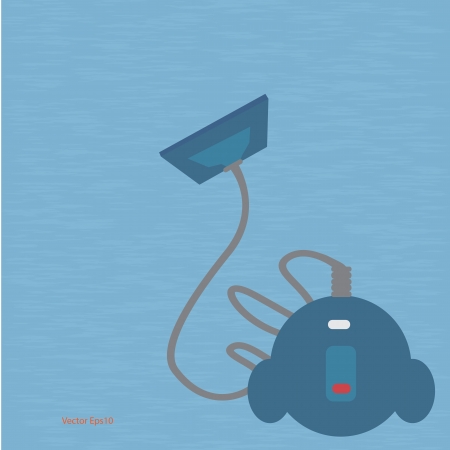 Blue vacuum cleaner on retro backgroundのイラスト素材