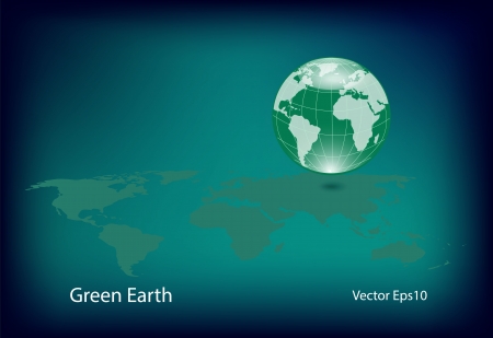 Modern Green Globe on Grunge Map Wall,Environmental Earth Concept のイラスト素材