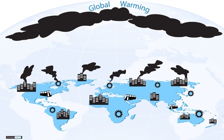 global warming with world map background