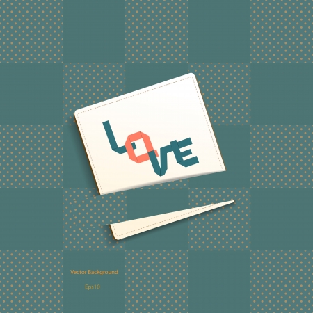 Love text paper card on polka dot and tartan background のイラスト素材
