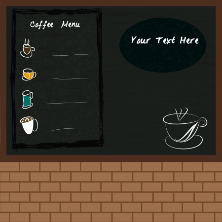 Coffee menu drawn on blackboardのイラスト素材