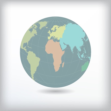 Continents world map and green globeのイラスト素材