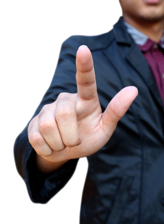 Business man pointing finger isolatedの写真素材