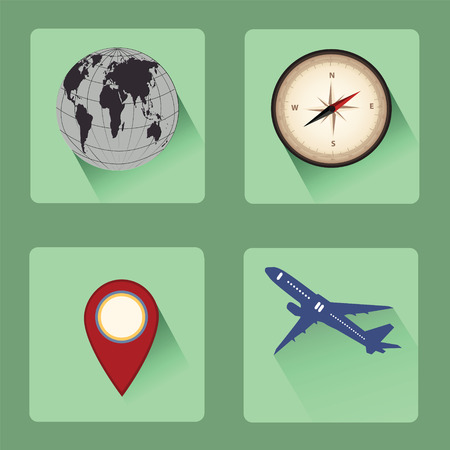 Modern travel flat icon set with shadow effect,vector desidnのイラスト素材
