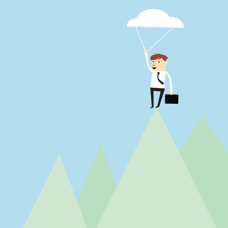 Success business man reach over top of mountain,vector designのイラスト素材
