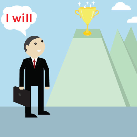 Businessmanlooking for trophy reward,vector successful concept のイラスト素材