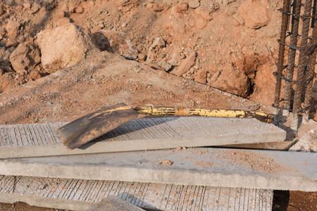 Hoe for construction process on cement boardの写真素材