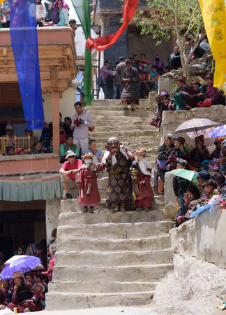 Zanskar, Ladakh,India - July 15,2015: Lamas (monks) perform mask dances at Karsha Monastery in Zanskar valley.のeditorial素材