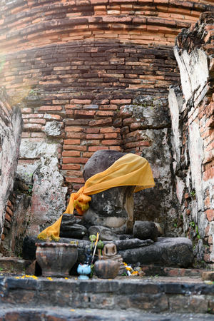Buddha ruin statue in Ayutthaya historical province park ,Thailand. worship of Thailandの写真素材