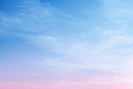 Beautiful dawn blue sky and pink cloud backgroundの写真素材