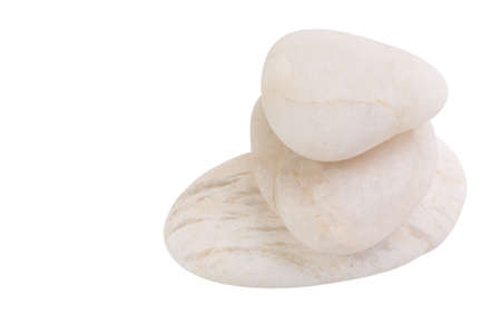 White Zen stones isolated on white background with clipping pathの写真素材
