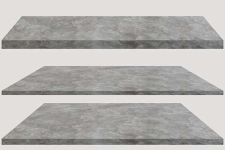 Perspective cement  or concrete shelf for products isolated on a white backgroundの写真素材