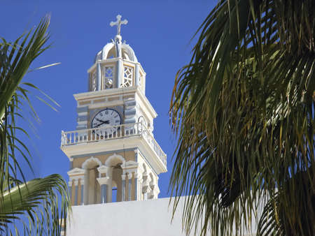 typical Greek Church tower in Santorini                                                              の写真素材