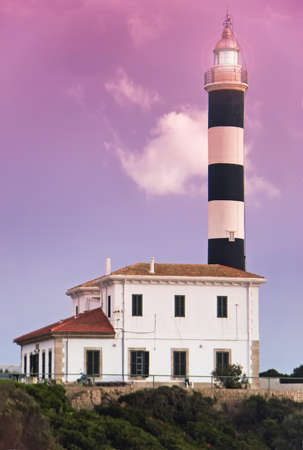 White lighthouse in Porto Colom (Majorca - Balearic Islands)                                                               の写真素材
