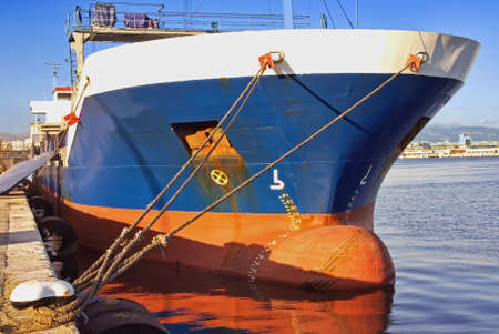 Cargo Ship tied on the dockの写真素材