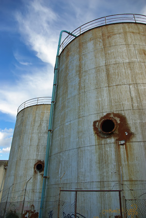 Abandoned Industrial Towers used for liquid storageの写真素材
