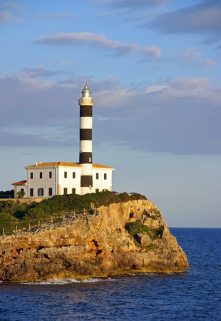 Porto Colom Lighthouse in Majorca (Spain)の写真素材