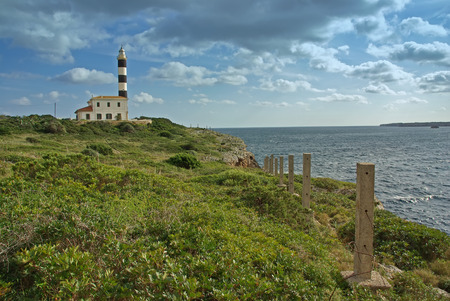 Porto Colom Lighthouse in the east side of the island of Mallorca (Spain)の写真素材