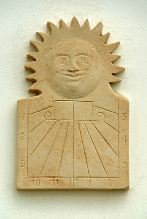 Carved stone prepared to build a solar clock in Majorcaの写真素材