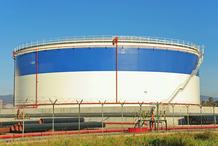 Fuel Storage plant with big tanks used to store oilの写真素材
