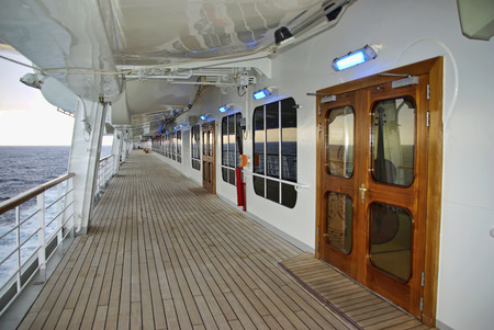 Afternoon at the corridor of a big cruise ship deckの写真素材