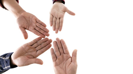 group of like-minded people cupping their palms together