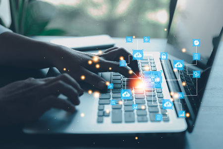 Digital transformation change management, internet of things. New technology bigdata and business process strategy, customer service management, cloud computing, smart industry. Ai intelligent serviceの写真素材