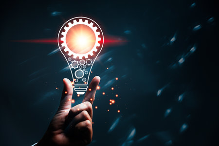 woman Hand holding Light bulb Global Internet connection. Business global internet connection application technology and digital marketing, Financial and banking, Digital link tech, big data.の写真素材