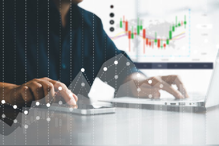 Stock business finance technology and investment concept. Stock Market Investments Funds and Digital...