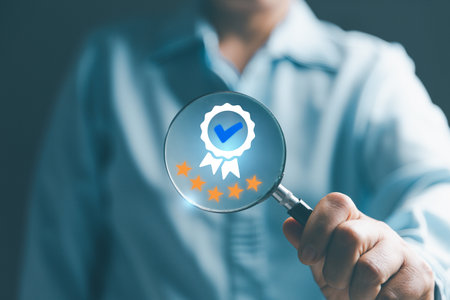 Standard Quality Control Certification Assurance Guarantee Internet Business Technology Concept. Standards, certification and standardization, satisfaction, service experience.の写真素材