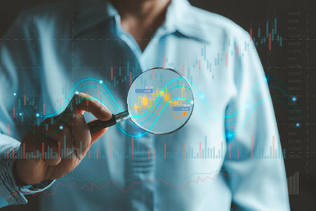 Investors are analysis growth charts and investing in stock market. Planning and strategy stock market trader or businesswoman online working in home. Finance digital data and technology concept.の写真素材
