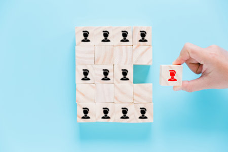 Human resource management, recruitment, selecting good leader or staff. Human resources management and recruitment business build team concept.の写真素材