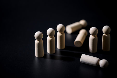 A leadership or teamwork style is a type of strategy idea in leading and teamwork building. The wooded teamwork or leadership style is the symbol of leading concept. Good companies have good leaders.の写真素材