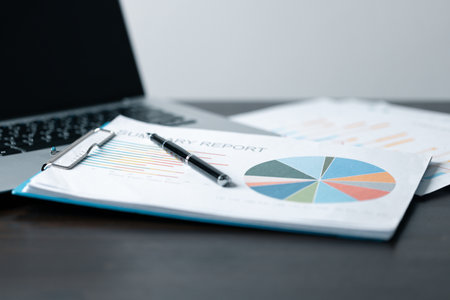 Business Data Analysis on Laptop: Financial Charts, Graphs, Reports for Successful Planning and...