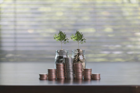 Growth money of profitability of professional investment planning, Business and finance concept. coins and calculators, financial accounting concepts and save money.の写真素材