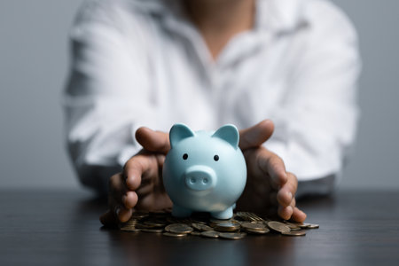 Piggy bank with business stuff, business and finance concept, saving money wealth and financial concept, Business, finance, investment, Financial planning.の写真素材