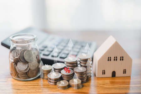 Bank offered a low percent mortgage rate, making the home loan more affordable for property finance and house ownership. rate, mortgage, house, loan, home, low, bank, percent, property, finance.の写真素材