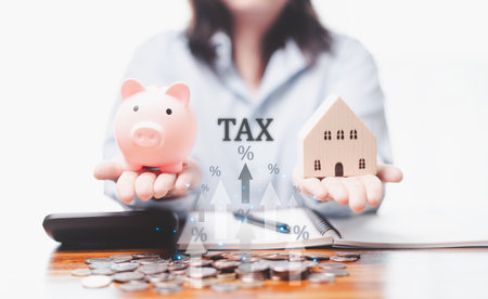 Arrow of financial growth pointed upwards as business secured loan and optimized investment strategies, higher percentage of returns and money management, tax deductions to support home projects.の写真素材