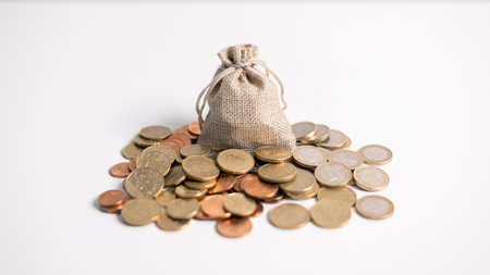 Stack of coins symbolizes core principles of finance, from saving and investment to business and banking, reflecting vital role currency plays in economy and management of money. finance, investment.の写真素材